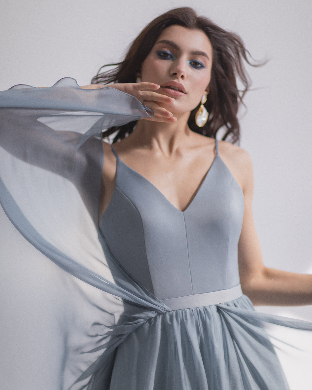 Pale blue wedding dress