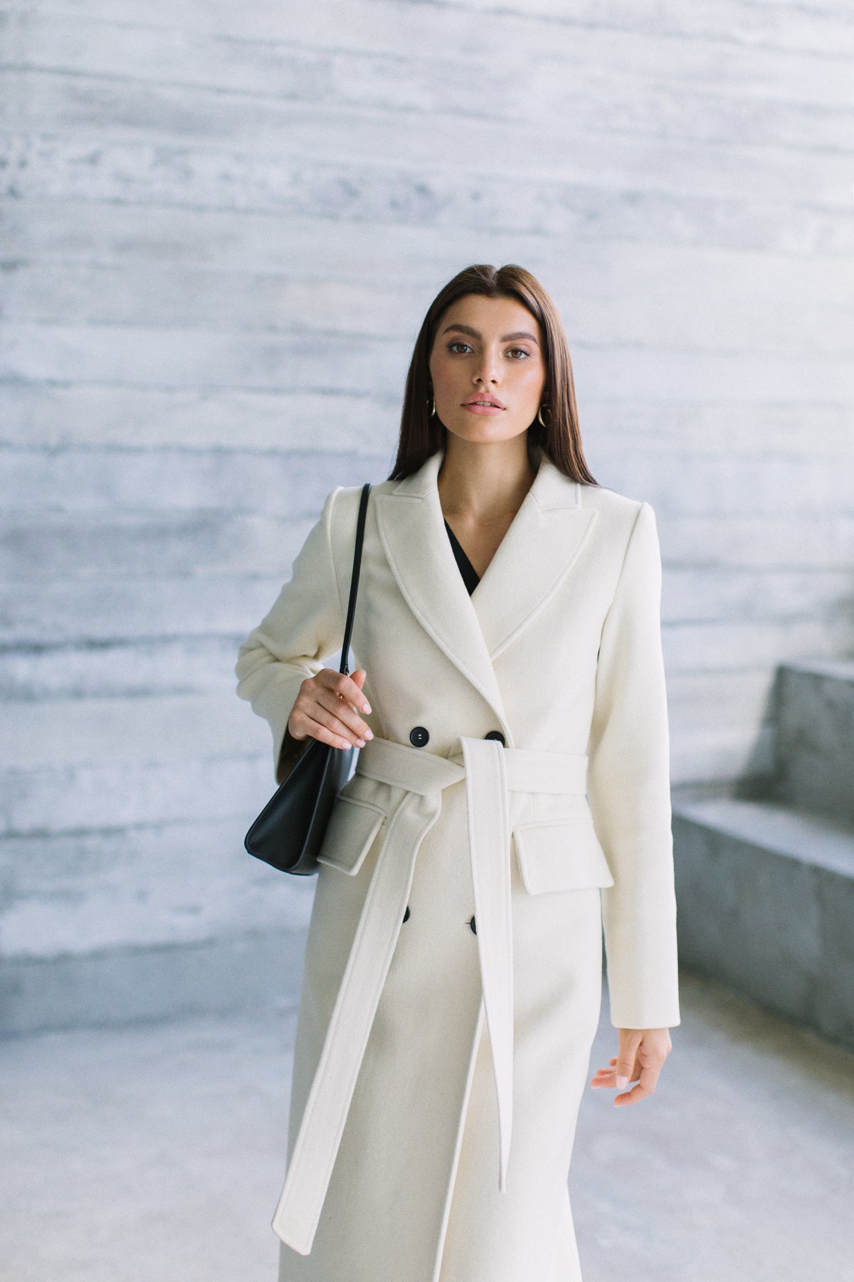 Ivory long coat | Tapered overcoat – Sumarokova Atelier