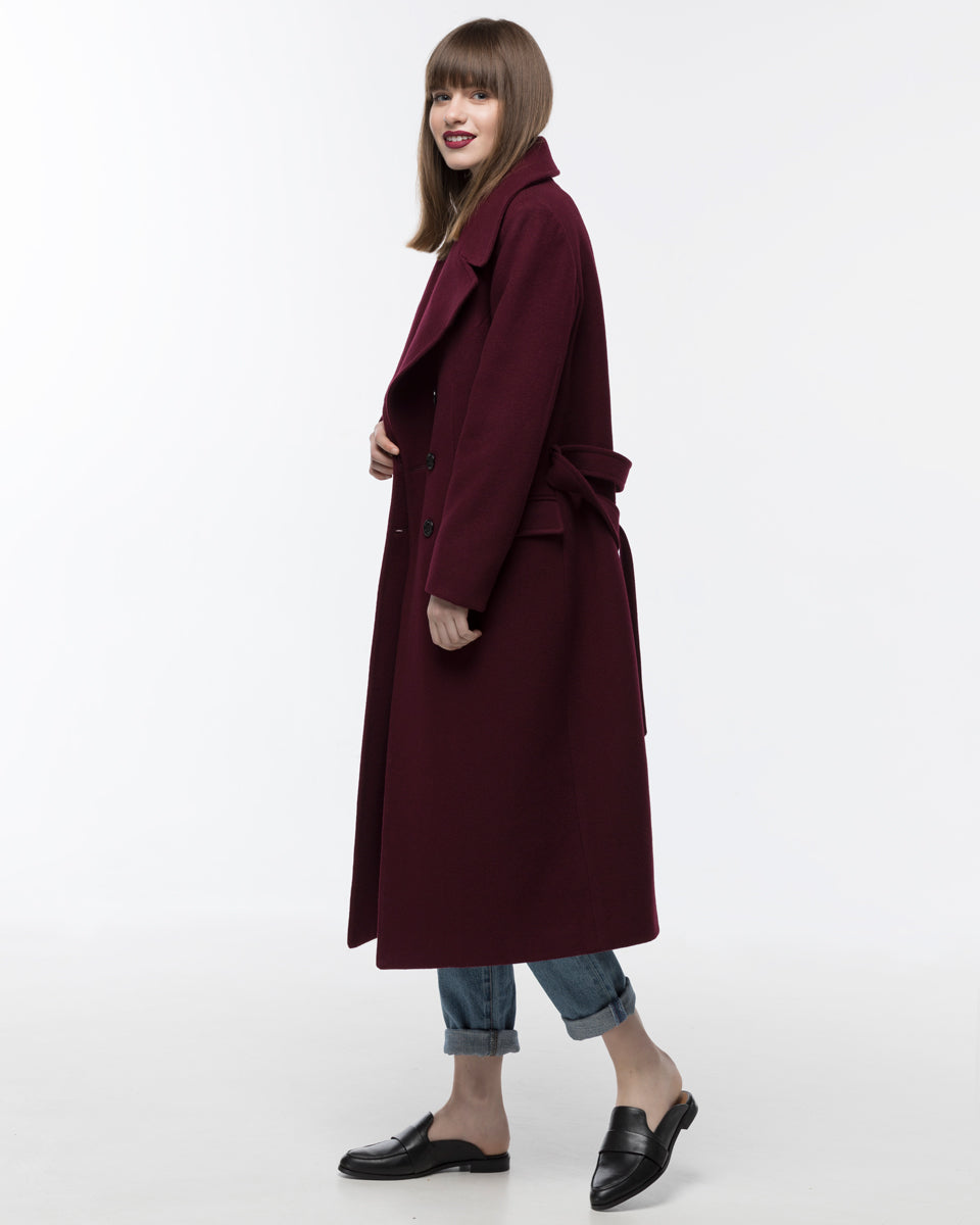Burgundy wool coat | Tailored cashmere coat – Sumarokova Atelier
