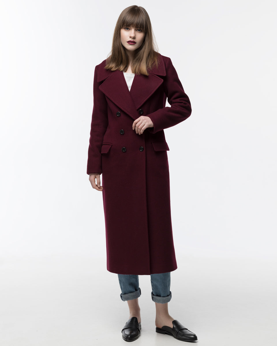 Burgundy wool coat | Tailored cashmere coat – Sumarokova Atelier