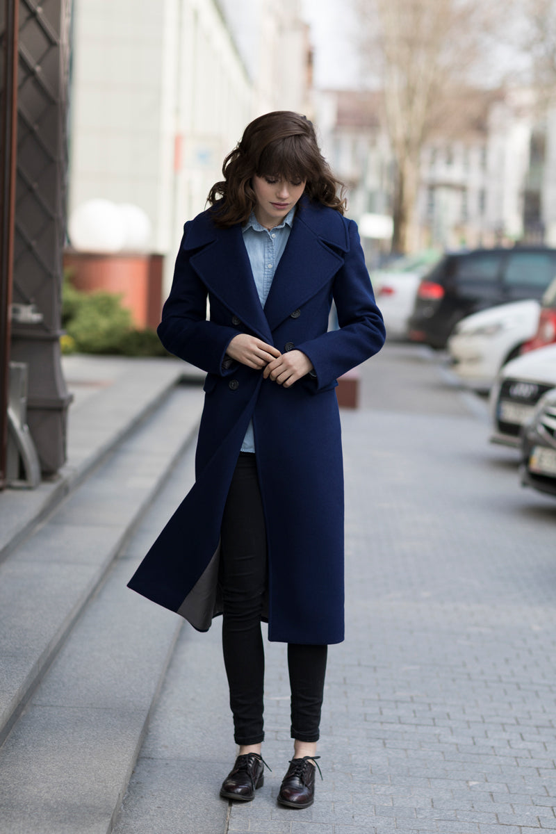 Navy blue overcoat | Warm wool coat – Sumarokova Atelier