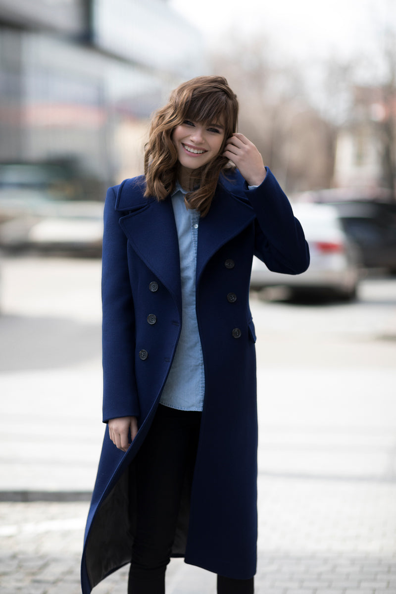 Navy blue overcoat | Warm wool coat – Sumarokova Atelier