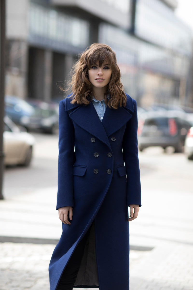 Navy blue overcoat | Warm wool coat – Sumarokova Atelier
