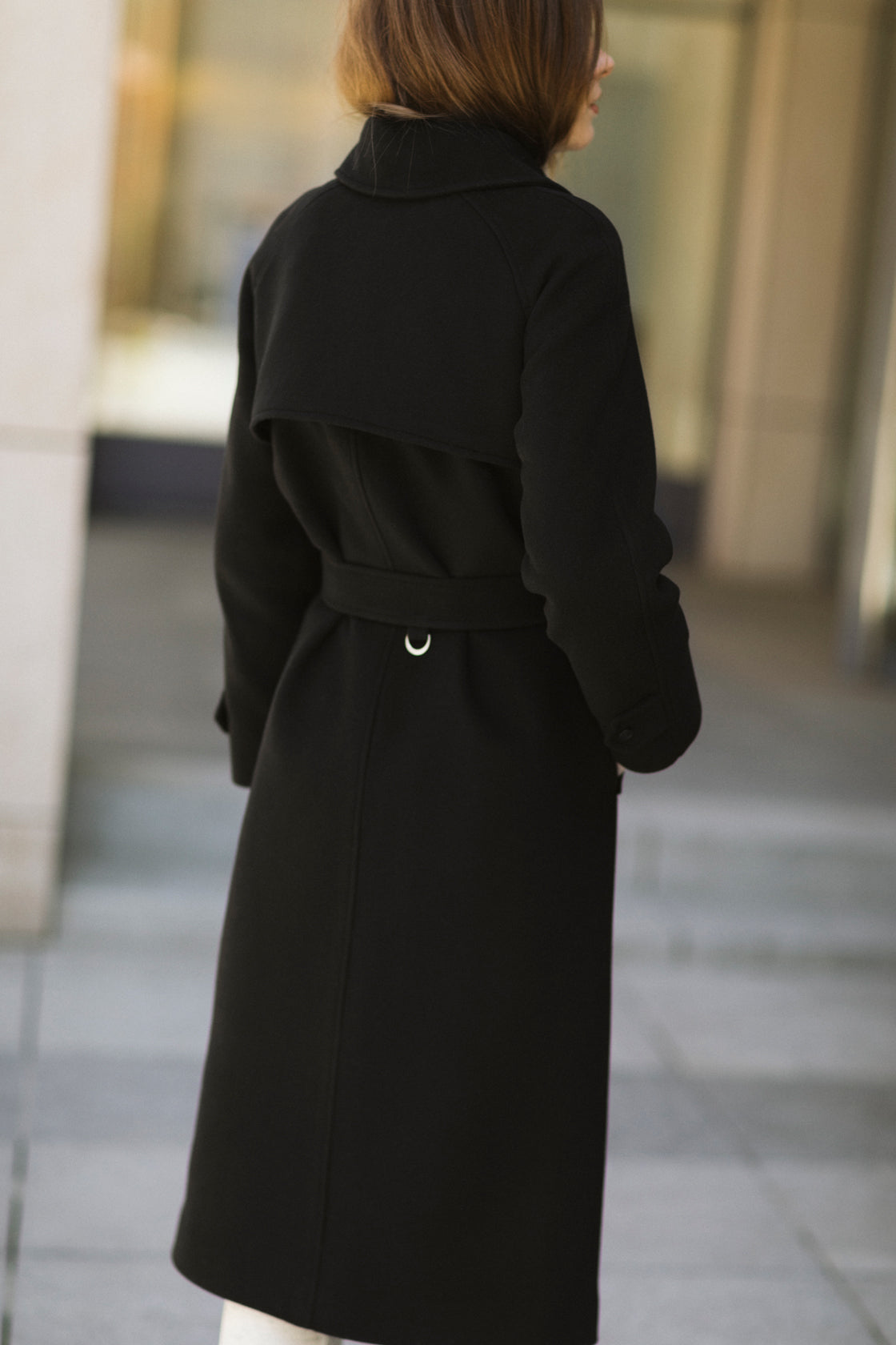 Black trench wool coat | Lined wool coat – Sumarokova Atelier