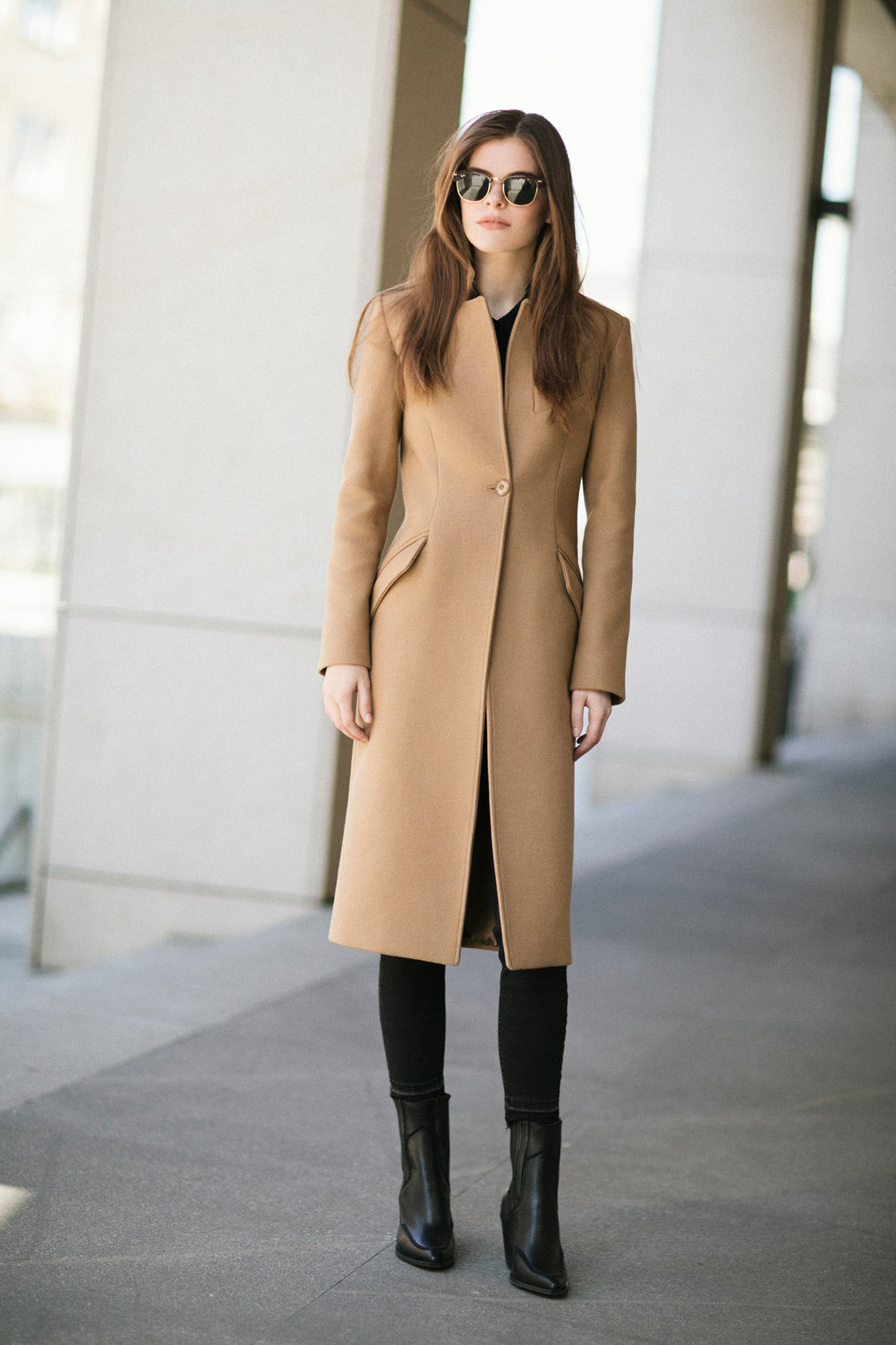 Collarless wool coat – Sumarokova Atelier