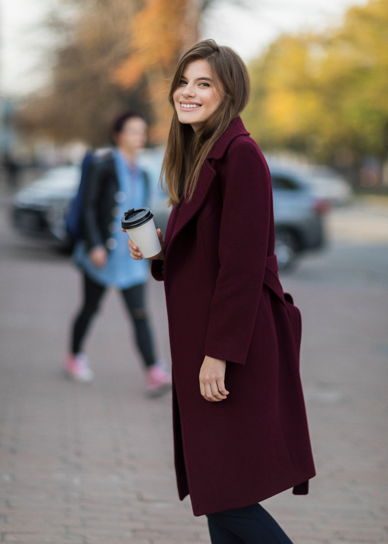 Burgundy overcoat Tailored wool coat – Sumarokova Atelier