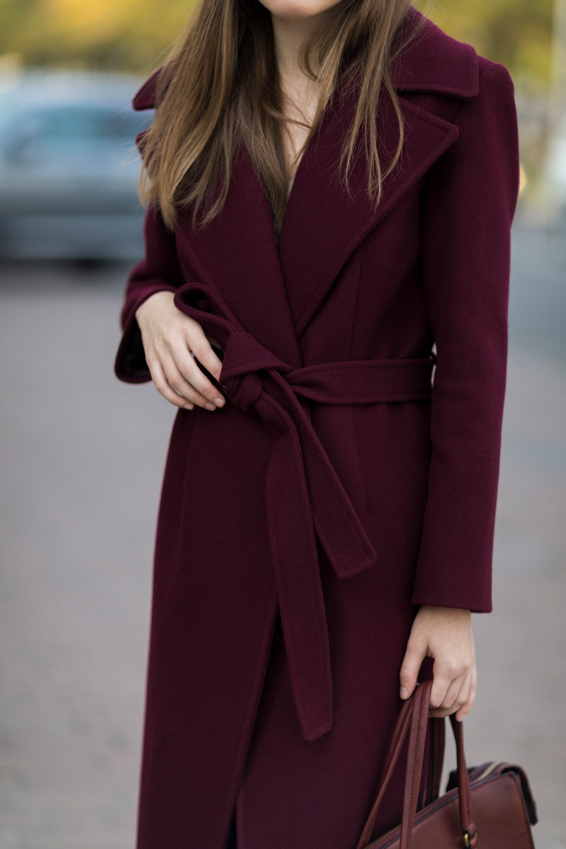 Burgundy overcoat | Tailored wool coat – Sumarokova Atelier
