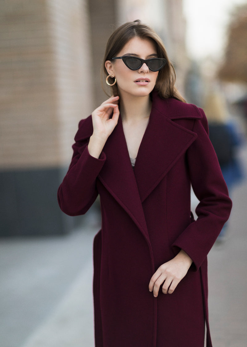 Burgundy overcoat Tailored wool coat – Sumarokova Atelier