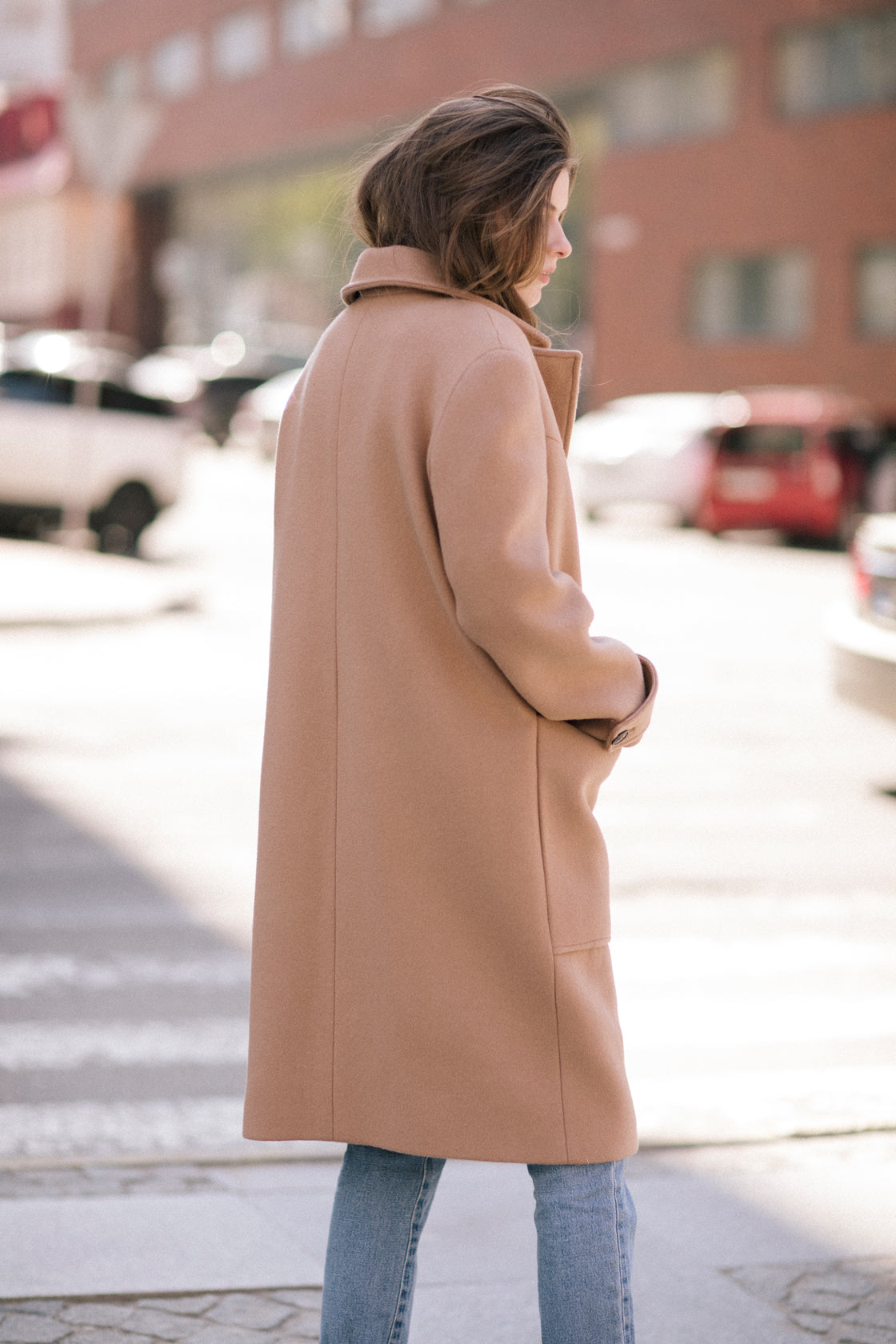 Camel coat with patch pockets photo 1