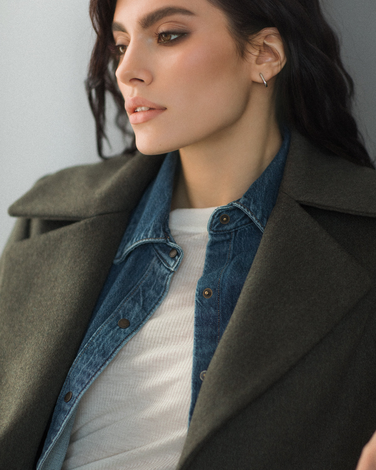Green wool coat 2 US / Green melange / without warm insulation