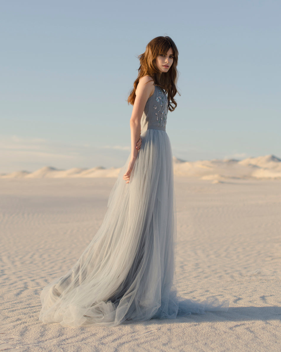 Tulle wedding skirt with train photo 2
