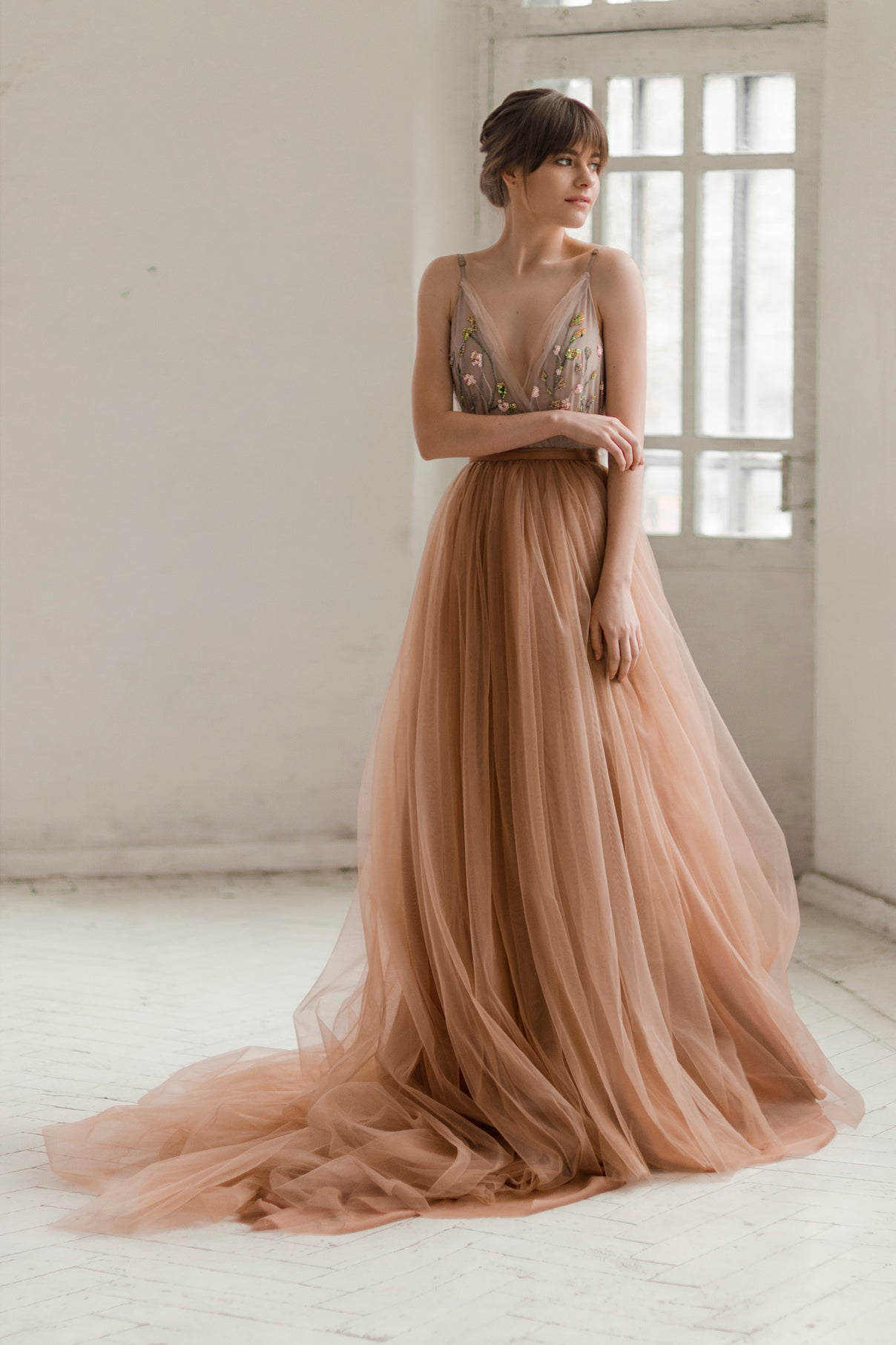 Boho tulle wedding dress 8 US / Pale Blue / Ash Blue / Cold beige Boho tulle wedding dress 8 US / Pale Blue / Ash Blue / Cold beige