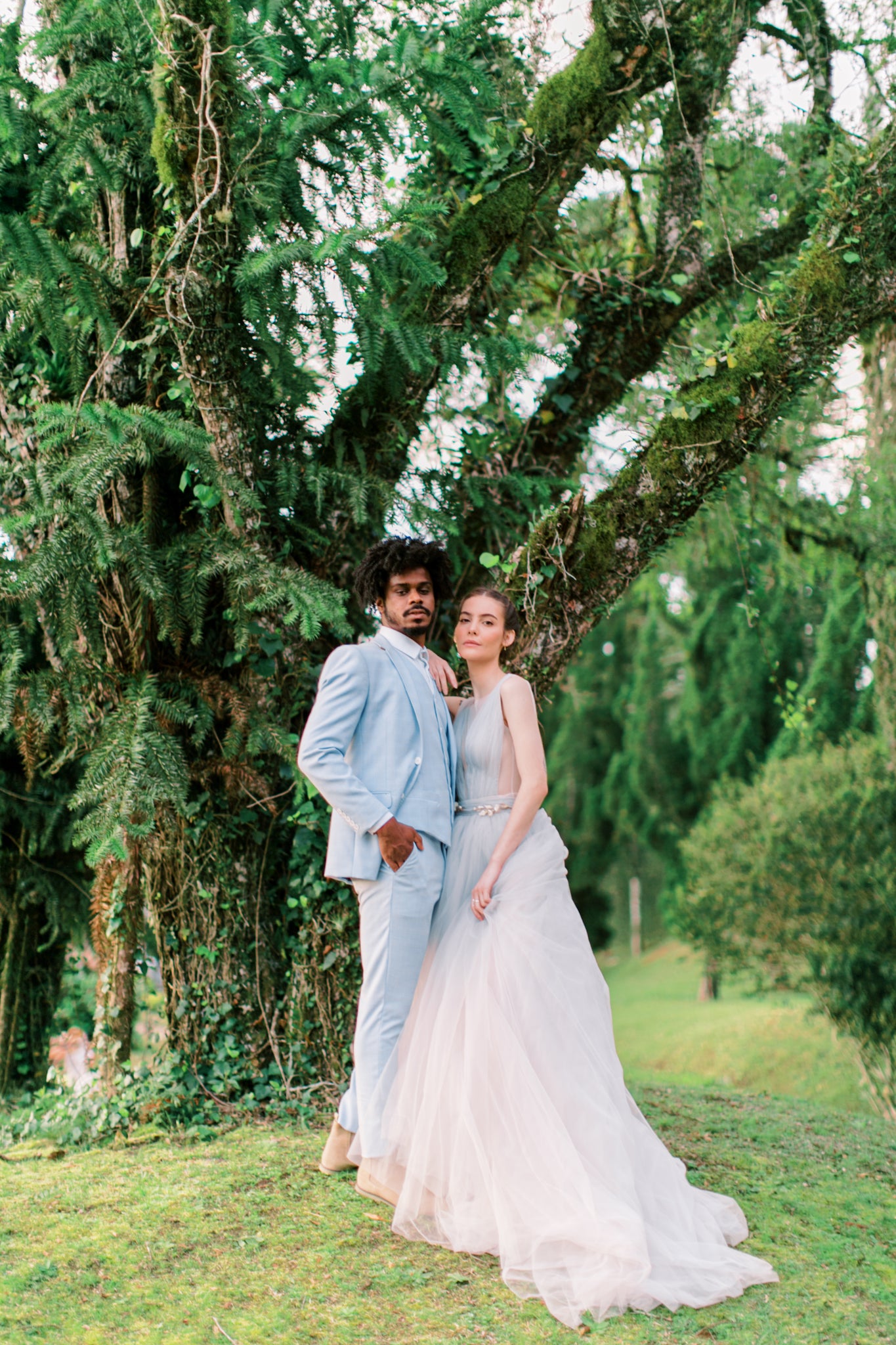 Long full wedding dress with an open back photo 10