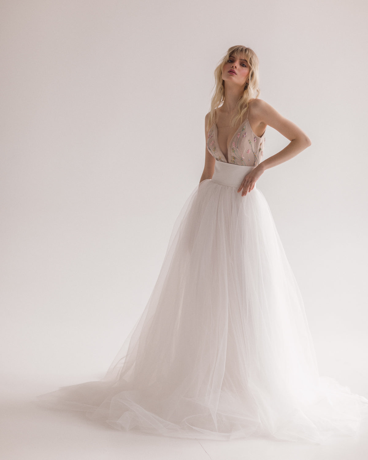 A line tulle wedding gown