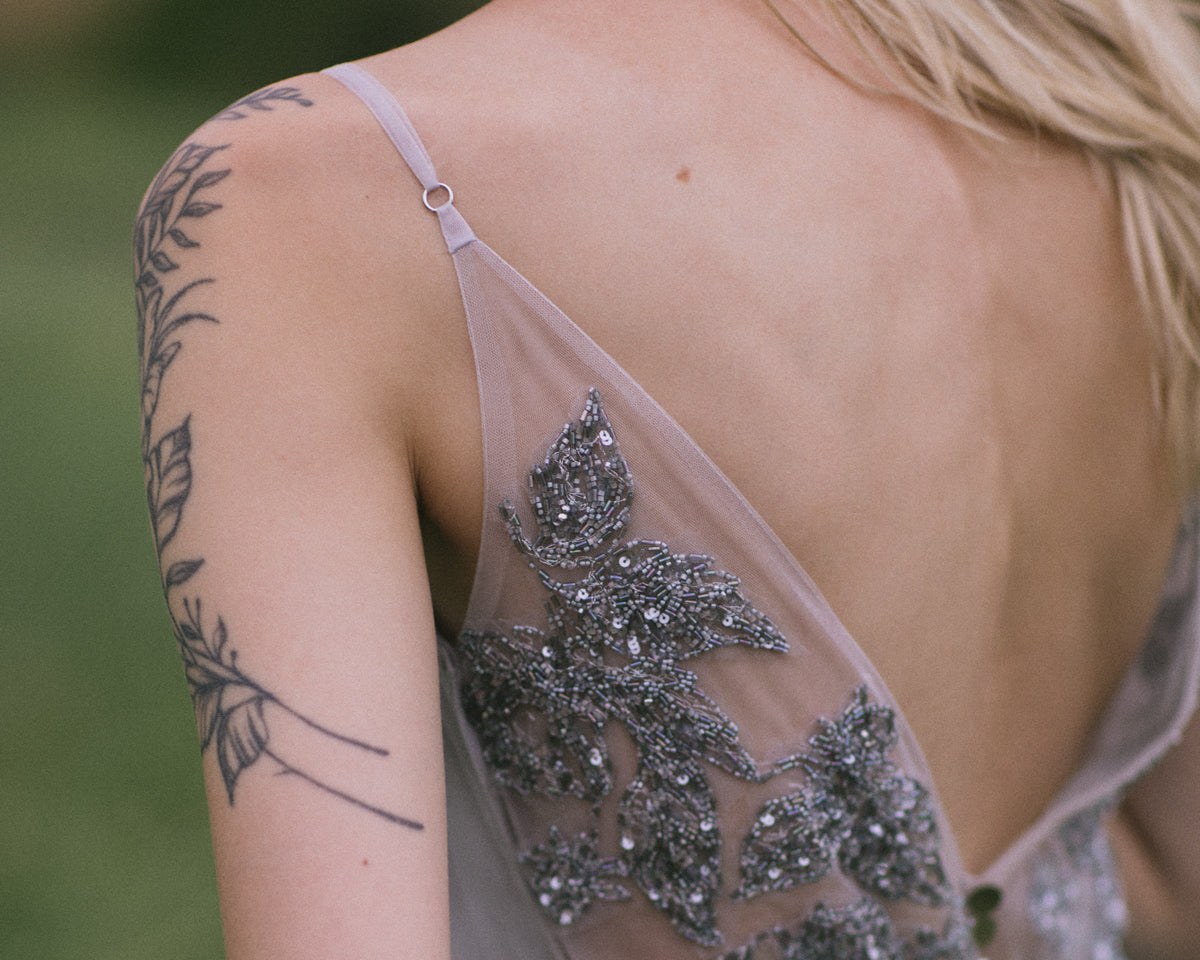 V neck spaghetti strap wedding dress Custom size US / Light Sky Blue / Soft Gray