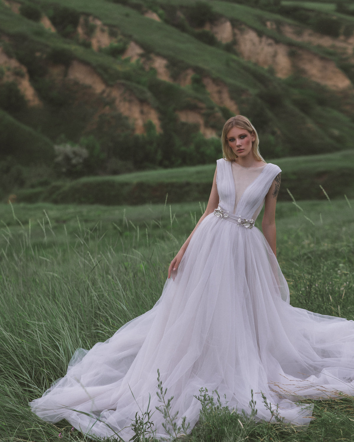 Long tulle skirt bridal best sale