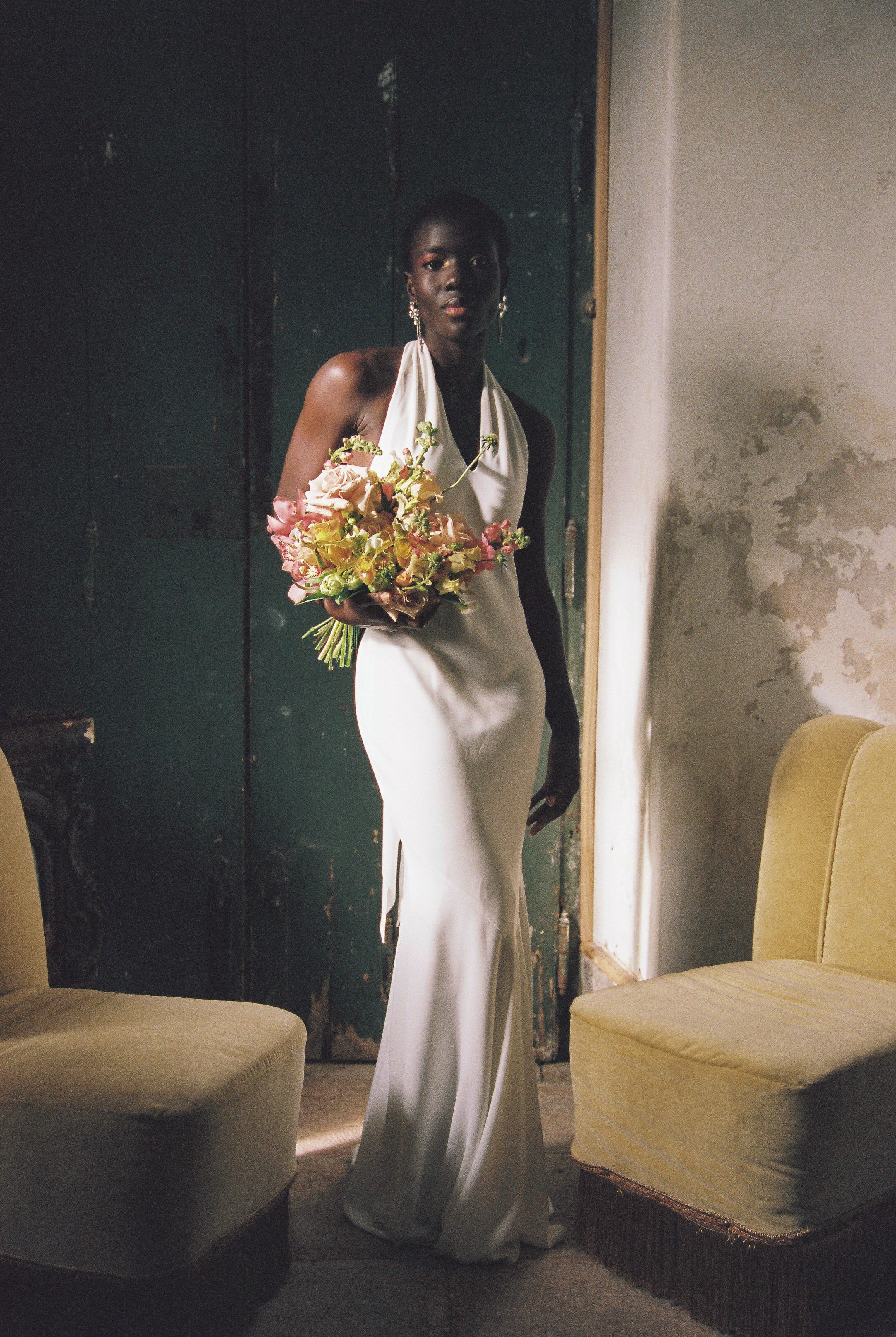 Silk backless wedding dress / Emma 4 US / Natural White Silk backless wedding dress / Emma 4 US / Natural White