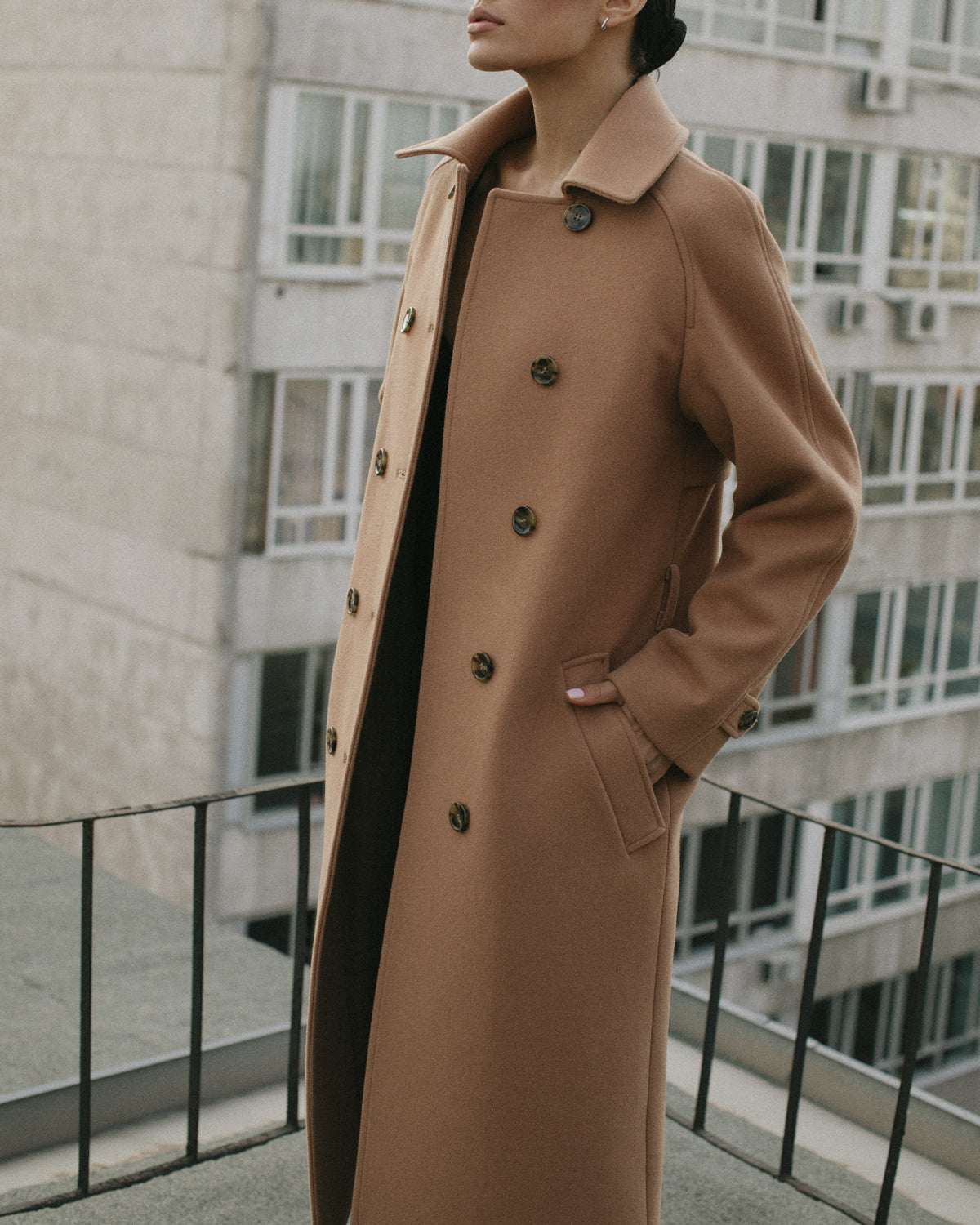 Camel wool trench coat photo 3