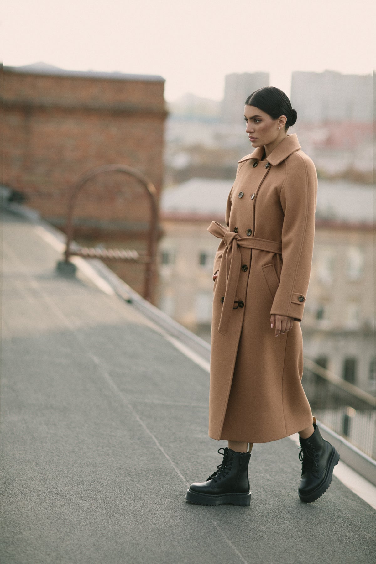 Camel wool trench coat photo 5