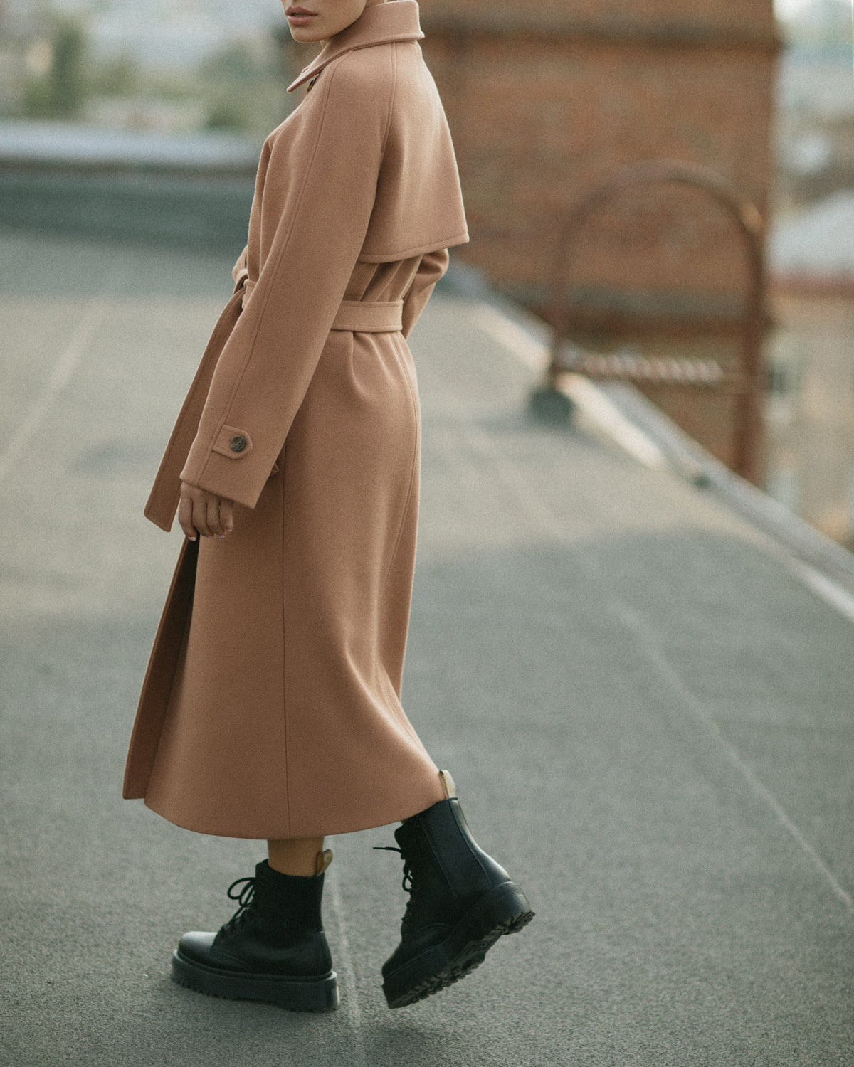 Camel wool trench coat photo 7