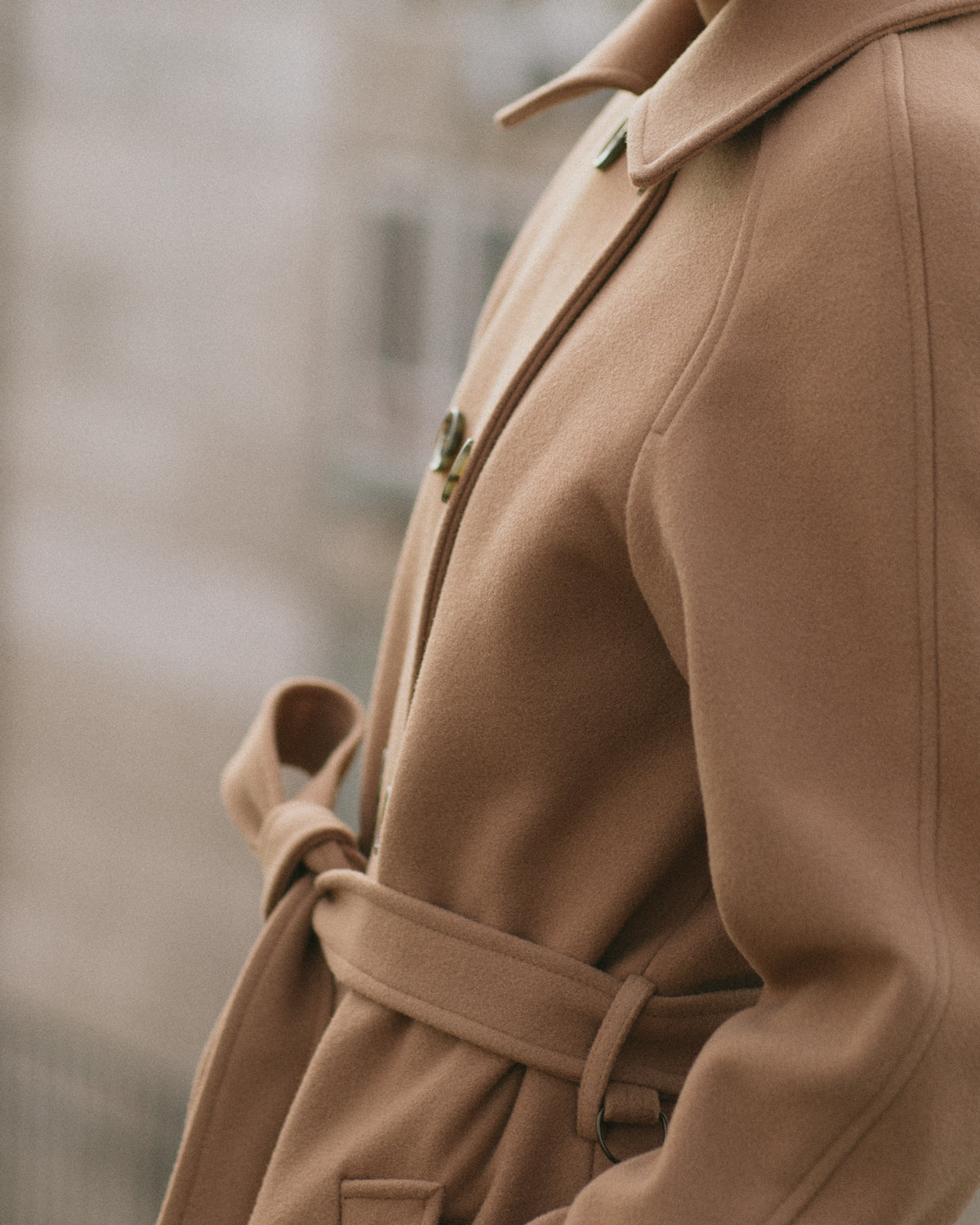 Camel wool trench coat photo 9