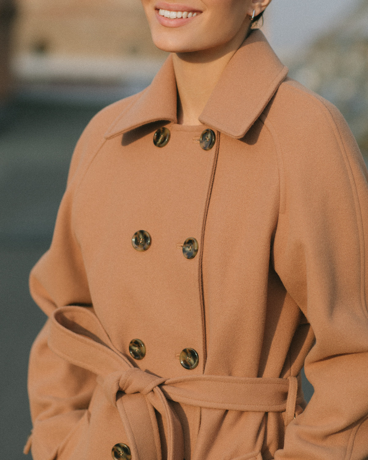 Camel wool trench coat photo 11