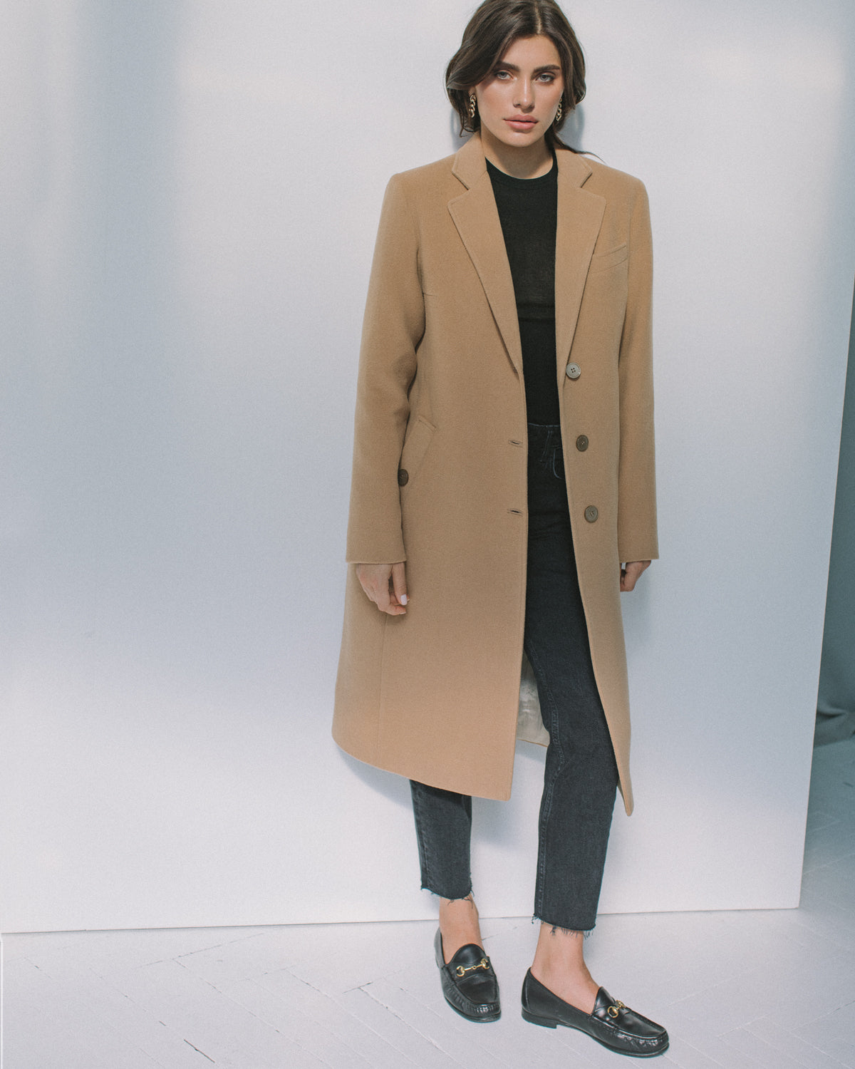 Stright tailored cashmere coat photo 10