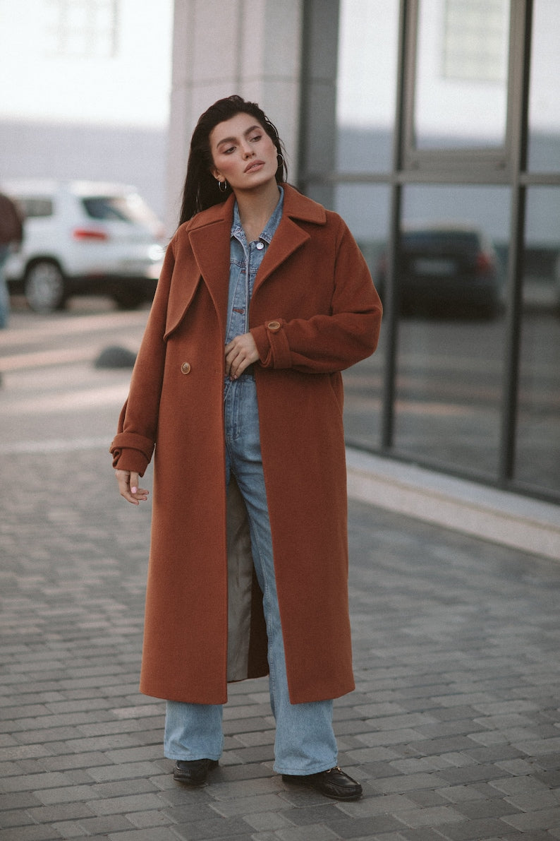 Caramel brown cashmere coat photo 11