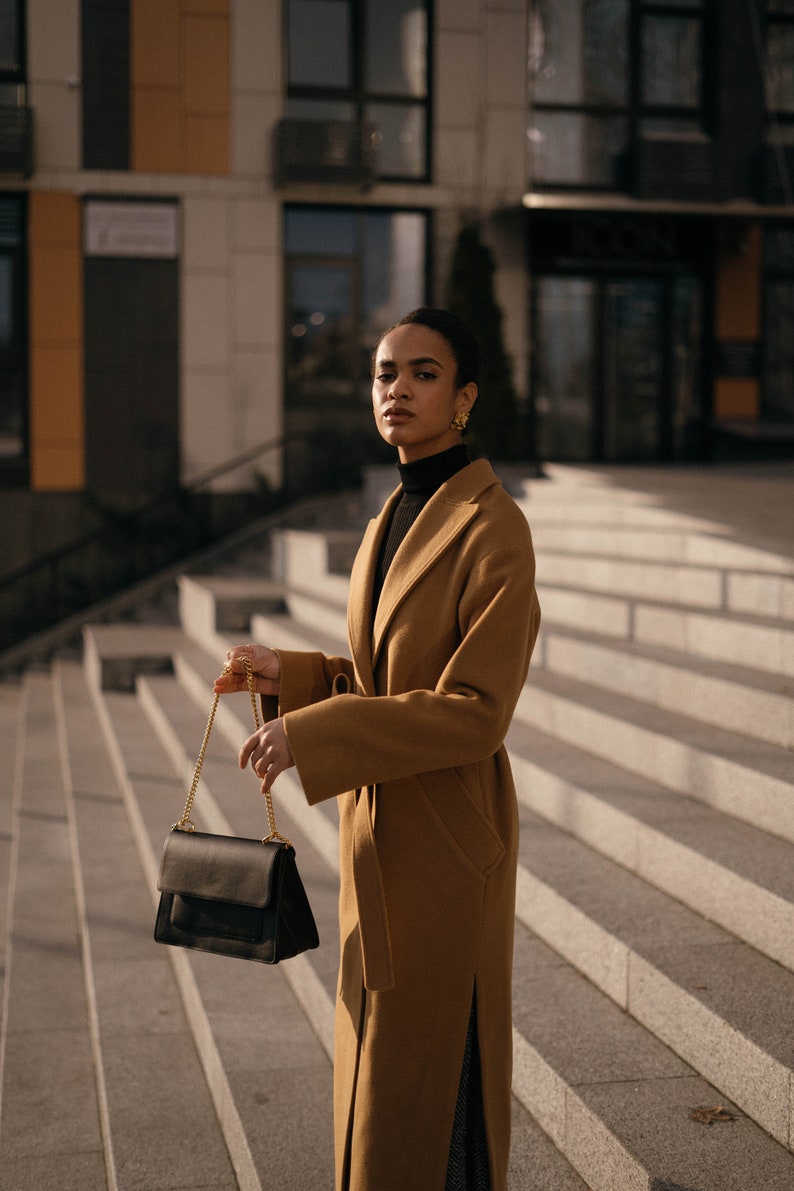 Camel wrap coat | Tailored wrap coat – Sumarokova Atelier